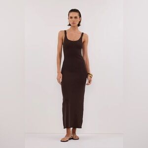 DISSH SIGNATURE CHOC CONTRAST SCOOP DRESS chocolate S